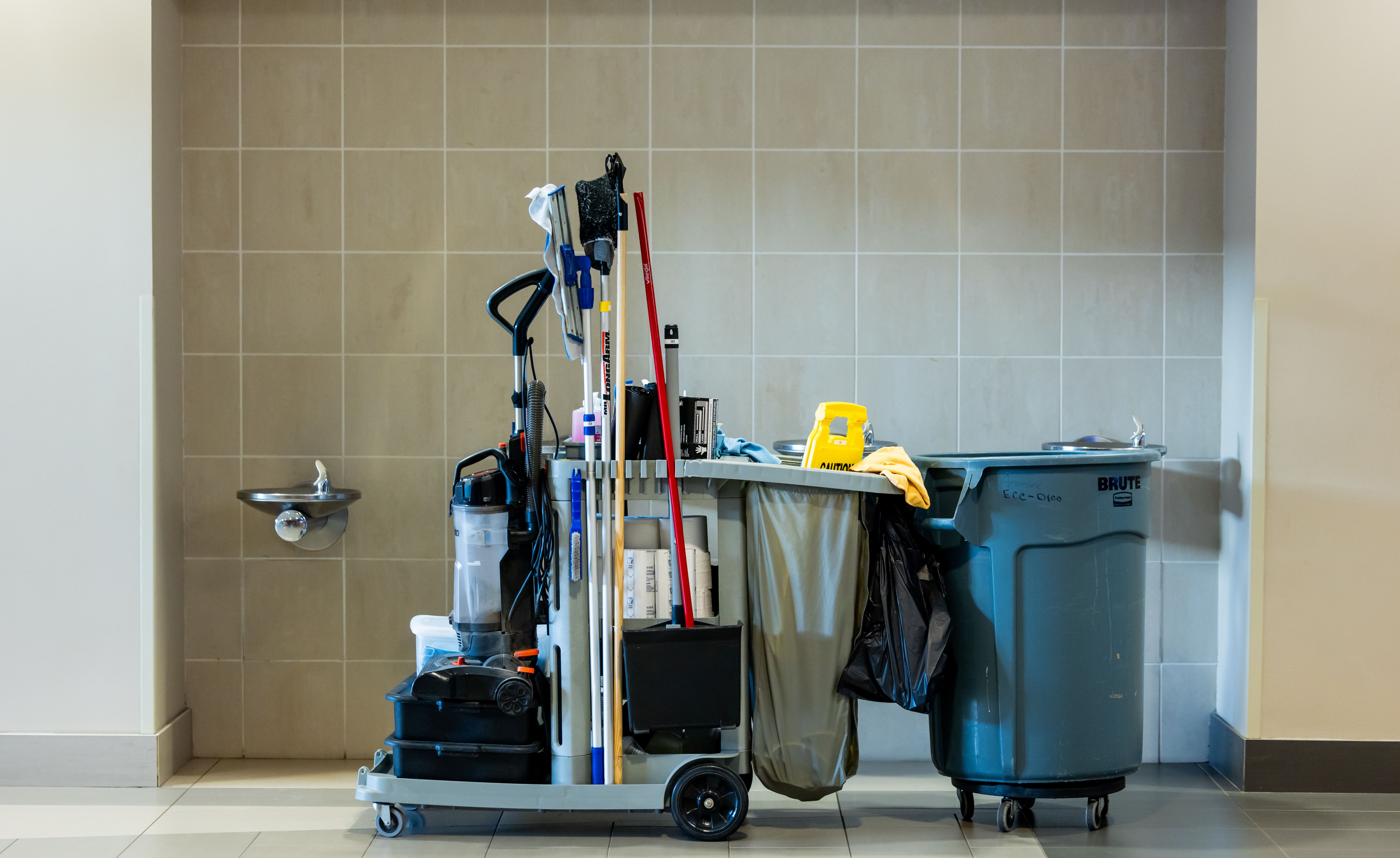Organized cleaning equipment ready for industrial site support