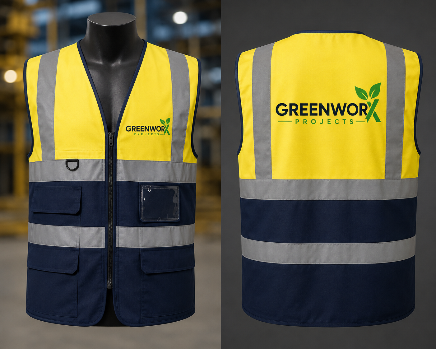 GreenWorX branded high visibility reflector vest